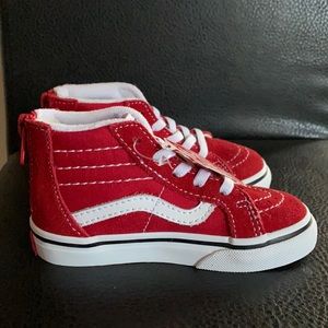 Red Hightop Vans size 7 toddler
